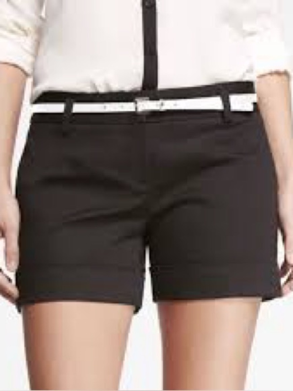 NWOT! EXPRESS “EDITOR” HIGH WAIST, CUFFED, BELTED SHORTS.